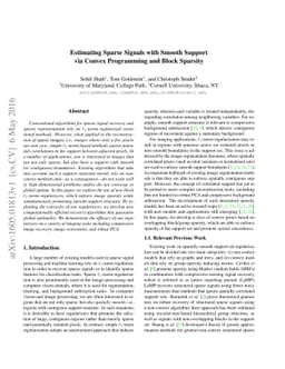 Estimating Sparse Signals with Smooth Support via Convex Programming and
  Block Sparsity