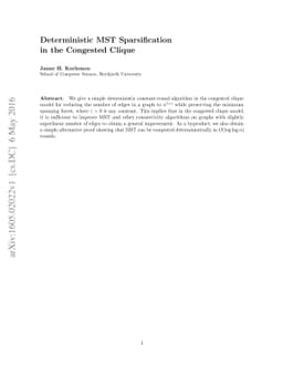 Deterministic MST Sparsification in the Congested Clique
