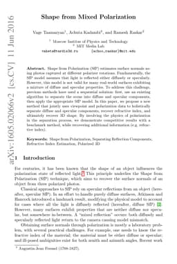 Shape from Mixed Polarization