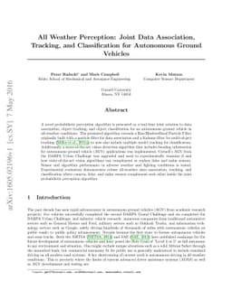 All Weather Perception: Joint Data Association, Tracking, and
  Classification for Autonomous Ground Vehicles