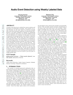 Audio Event Detection using Weakly Labeled Data