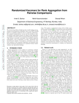 Randomized Kaczmarz for Rank Aggregation from Pairwise Comparisons