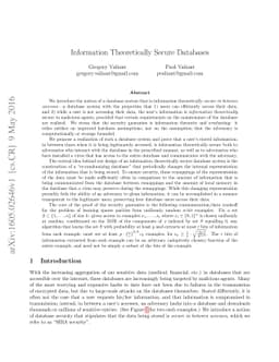 Information Theoretically Secure Databases
