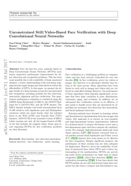 Unconstrained Still/Video-Based Face Verification with Deep
  Convolutional Neural Networks