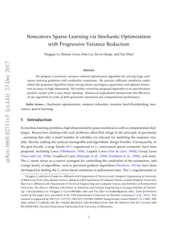 Nonconvex Sparse Learning via Stochastic Optimization with Progressive
  Variance Reduction