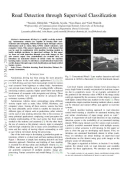 Road Detection through Supervised Classification