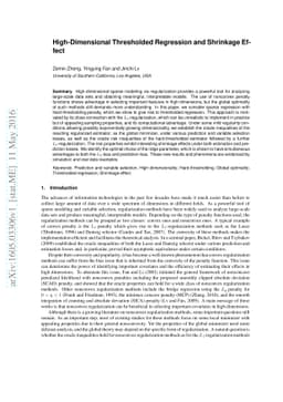 High dimensional thresholded regression and shrinkage effect