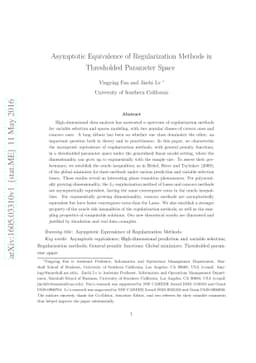 Asymptotic equivalence of regularization methods in thresholded
  parameter space