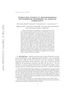 Interaction pursuit in high-dimensional multi-response regression via
  distance correlation