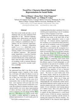 Tweet2Vec: Character-Based Distributed Representations for Social Media