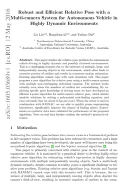 Robust and Efficient Relative Pose with a Multi-camera System for
  Autonomous Vehicle in Highly Dynamic Environments