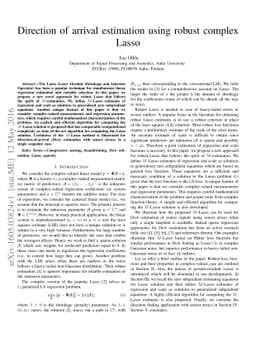 Direction of arrival estimation using robust complex Lasso