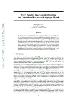 Noisy Parallel Approximate Decoding for Conditional Recurrent Language
  Model