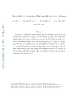 Competitive analysis of the top-K ranking problem