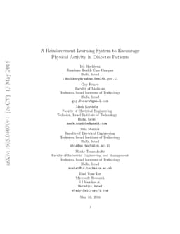 A Reinforcement Learning System to Encourage Physical Activity in
  Diabetes Patients