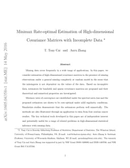 Minimax Rate-optimal Estimation of High-dimensional Covariance Matrices
  with Incomplete Data