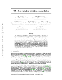 Off-policy evaluation for slate recommendation