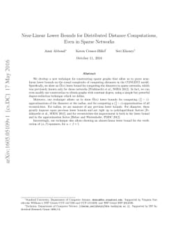 Near-Linear Lower Bounds for Distributed Distance Computations, Even in
  Sparse Networks