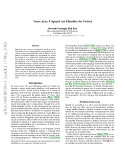 Tweet Acts: A Speech Act Classifier for Twitter