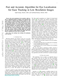 Fast and Accurate Algorithm for Eye Localization for Gaze Tracking in
  Low Resolution Images