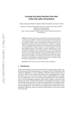 Learning activation functions from data using cubic spline interpolation