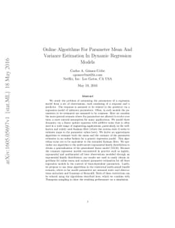 Online Algorithms For Parameter Mean And Variance Estimation In Dynamic
  Regression Models