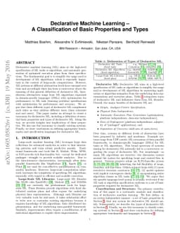 Declarative Machine Learning - A Classification of Basic Properties and
  Types