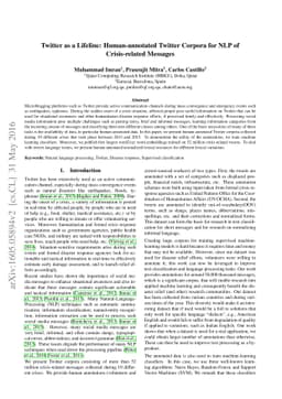 Twitter as a Lifeline: Human-annotated Twitter Corpora for NLP of
  Crisis-related Messages
