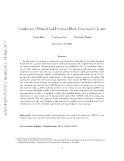Randomized Primal-Dual Proximal Block Coordinate Updates