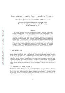 Regression with n$\to$1 by Expert Knowledge Elicitation