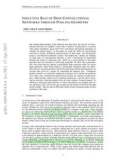 Inductive Bias of Deep Convolutional Networks through Pooling Geometry