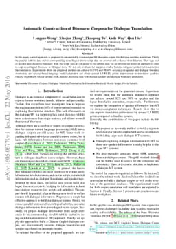 Automatic Construction of Discourse Corpora for Dialogue Translation