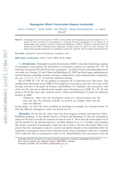 Nonnegative Matrix Factorization Requires Irrationality