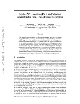 Mask-CNN: Localizing Parts and Selecting Descriptors for Fine-Grained
  Image Recognition