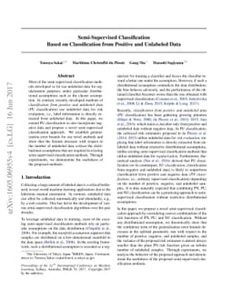 Semi-Supervised Classification Based on Classification from Positive and
  Unlabeled Data