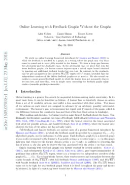 Online Learning with Feedback Graphs Without the Graphs