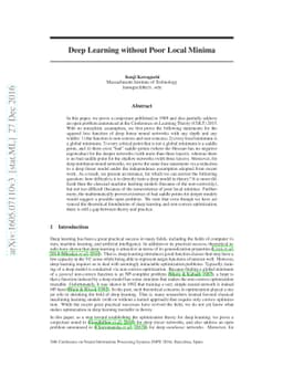 Deep Learning without Poor Local Minima