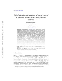 Sub-Gaussian estimators of the mean of a random matrix with heavy-tailed
  entries