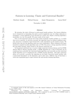 Fairness in Learning: Classic and Contextual Bandits