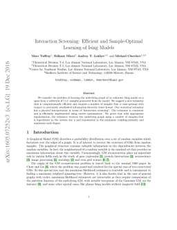Interaction Screening: Efficient and Sample-Optimal Learning of Ising
  Models