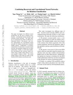 Combining Recurrent and Convolutional Neural Networks for Relation
  Classification