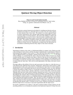Quickest Moving Object Detection