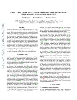 Complex NMF under phase constraints based on signal modeling:
  application to audio source separation