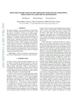 Phase reconstruction of spectrograms with linear unwrapping: application
  to audio signal restoration