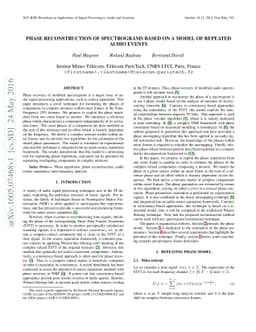 Phase reconstruction of spectrograms based on a model of repeated audio
  events