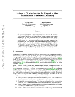 Adaptive Newton Method for Empirical Risk Minimization to Statistical
  Accuracy