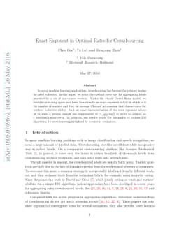 Exact Exponent in Optimal Rates for Crowdsourcing
