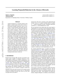 Learning Purposeful Behaviour in the Absence of Rewards