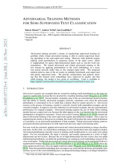 Adversarial Training Methods for Semi-Supervised Text Classification