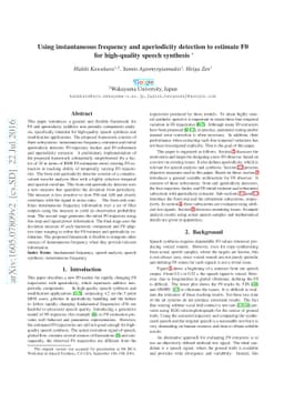 Using instantaneous frequency and aperiodicity detection to estimate F0
  for high-quality speech synthesis